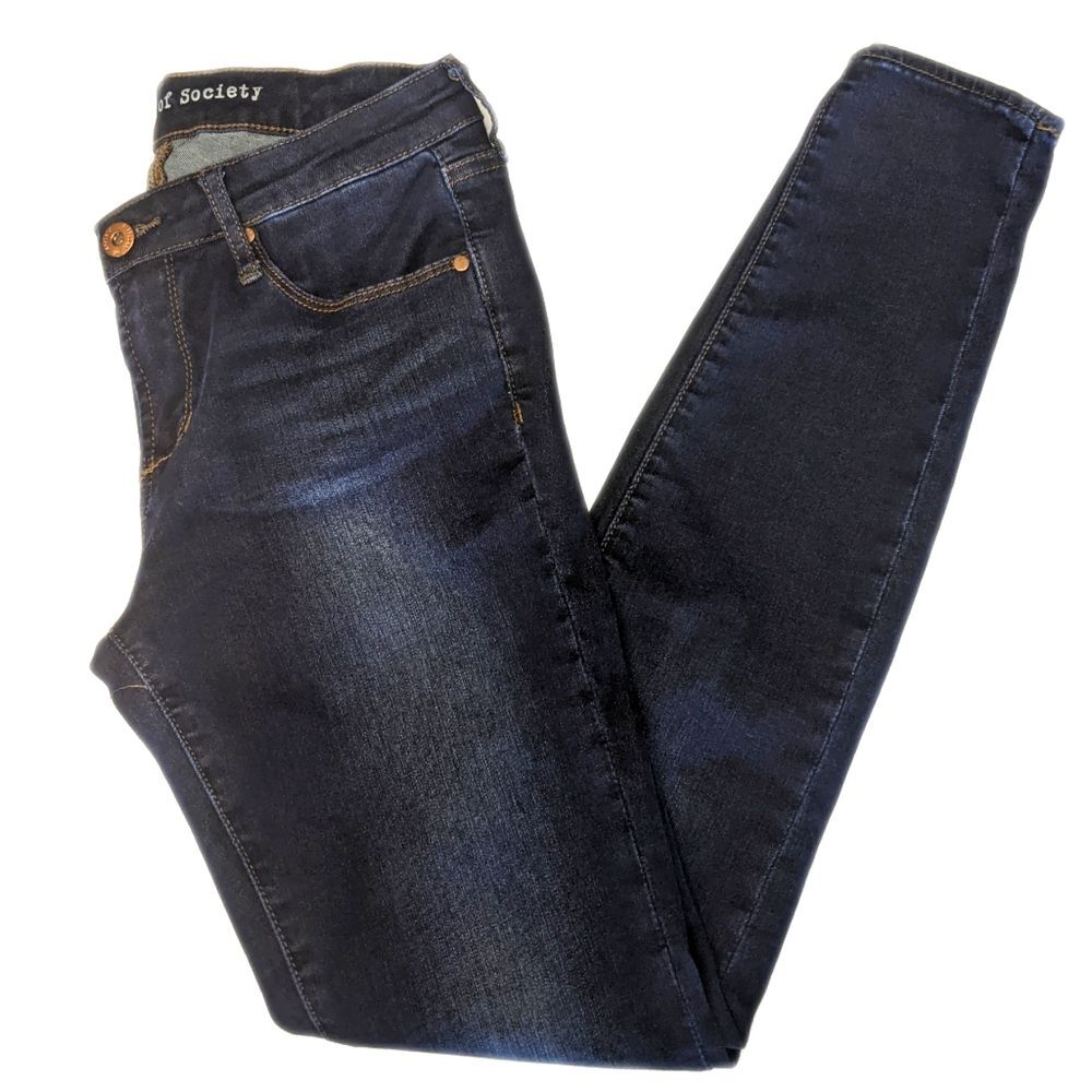 Articles of Society dark wash w/ manufactured fading skinny stretch jeans 26